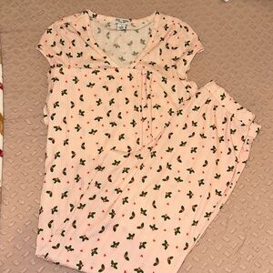 Pink holly pajamas